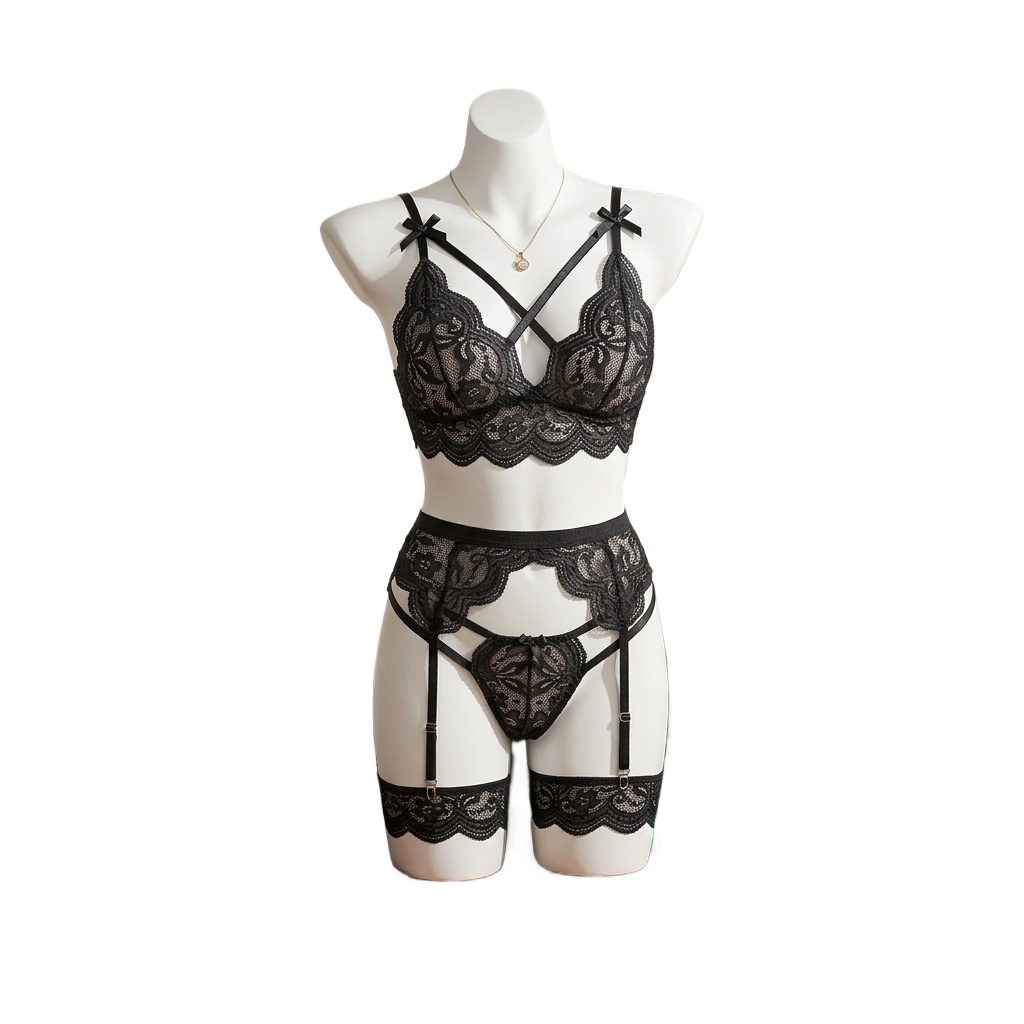 ชุดชั้นในลูกไม้ลายดอกไม้สำหรับ - Garter Belt Set บทวิจารณ์และราคา