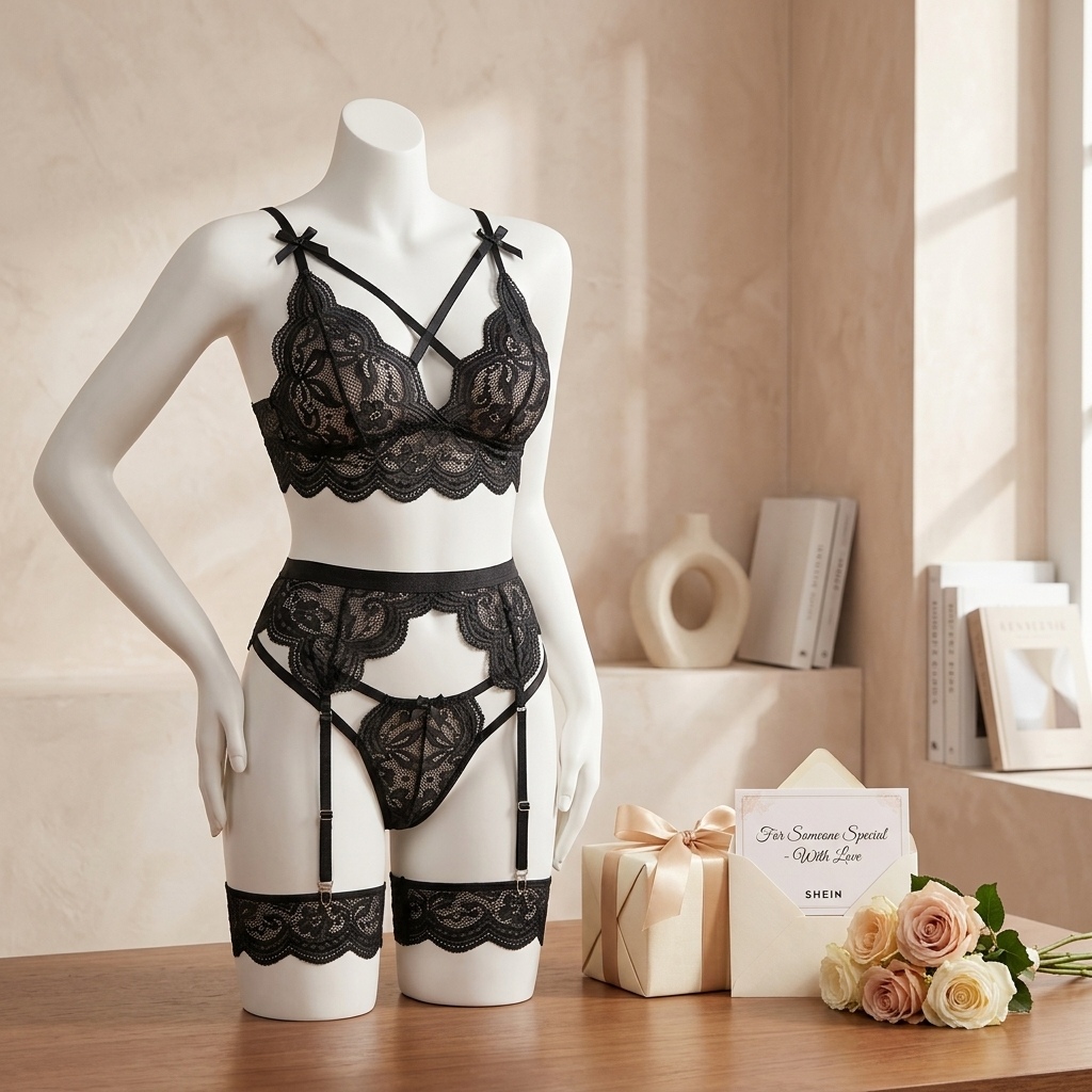 ชุดชั้นในลูกไม้ลายดอกไม้สำหรับ - Garter Belt Set บทวิจารณ์และราคา